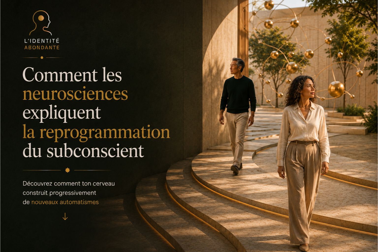 Image illustrant comment les neurosciences expliquent la reprogrammation du subconscient et la création de nouveaux automatismes du cerveau.