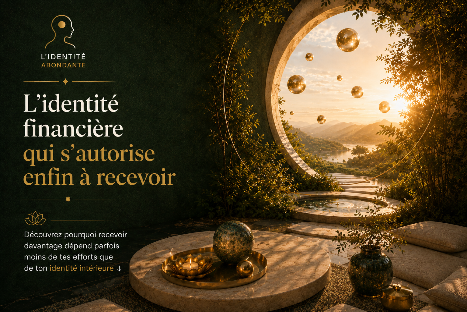 Image de couverture représentant une ouverture lumineuse symbolisant une identité financière qui s'autorise enfin à recevoir davantage d'abondance, d'opportunités et de sérénité.