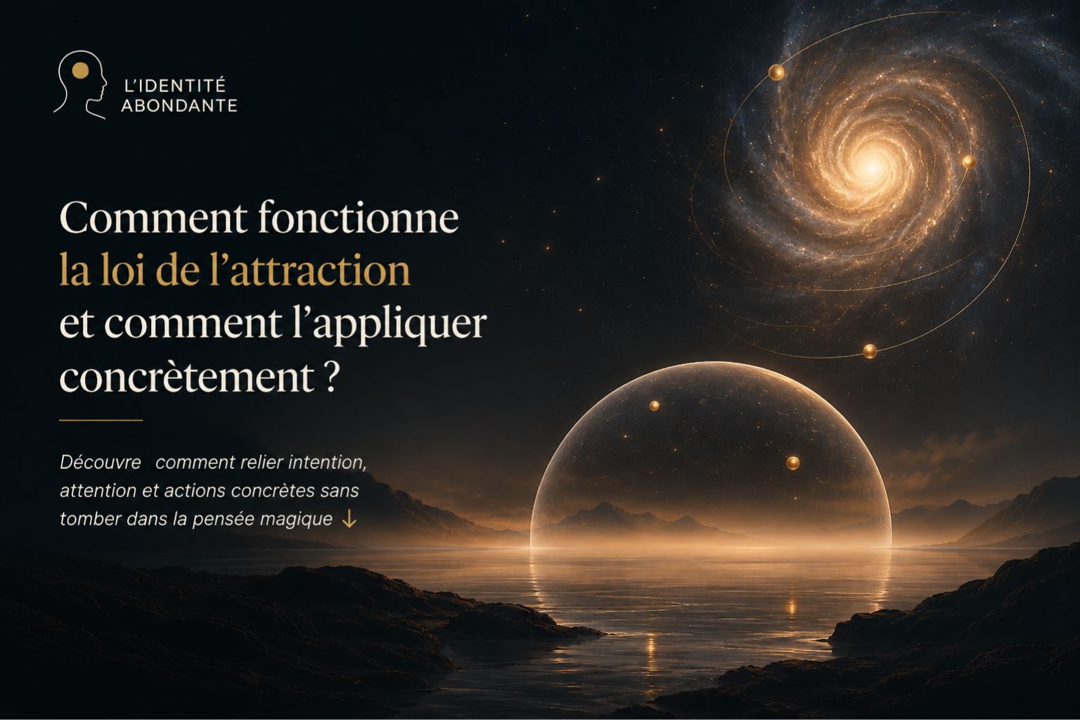 Illustration sur le fonctionnement de la loi de l’attraction et son application concrète à travers l’intention, l’attention et l’action.
