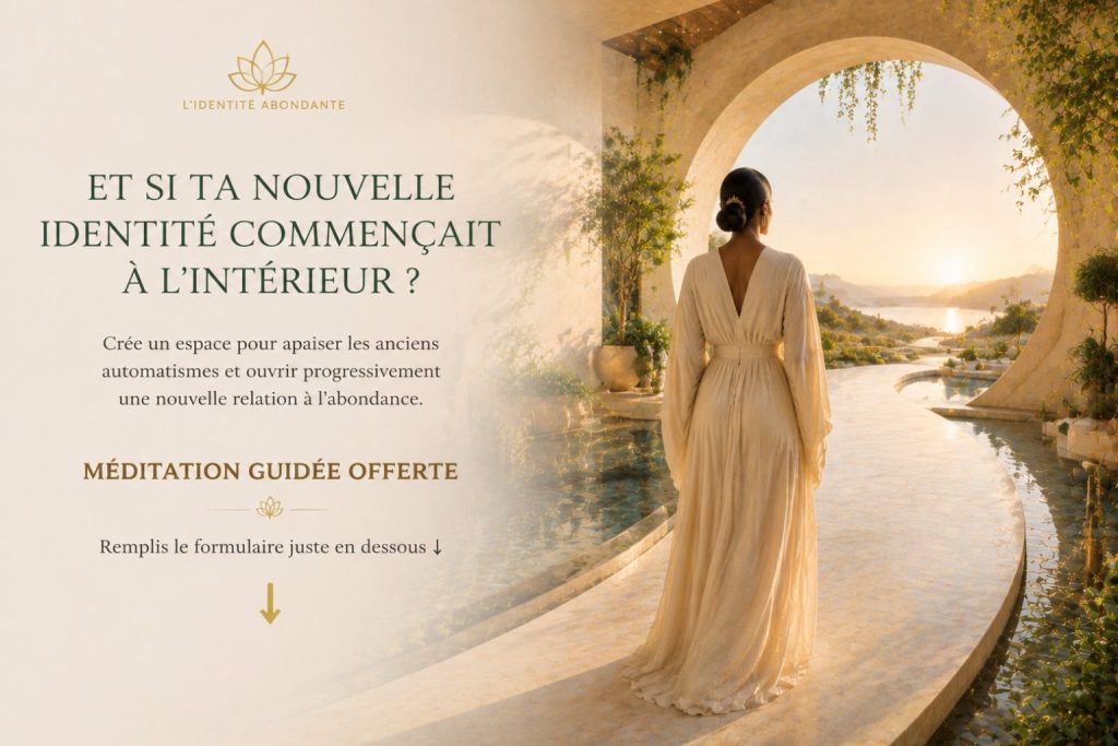 Invitation à accéder à une méditation guidée offerte pour développer une relation intérieure plus sereine avec l’abondance.