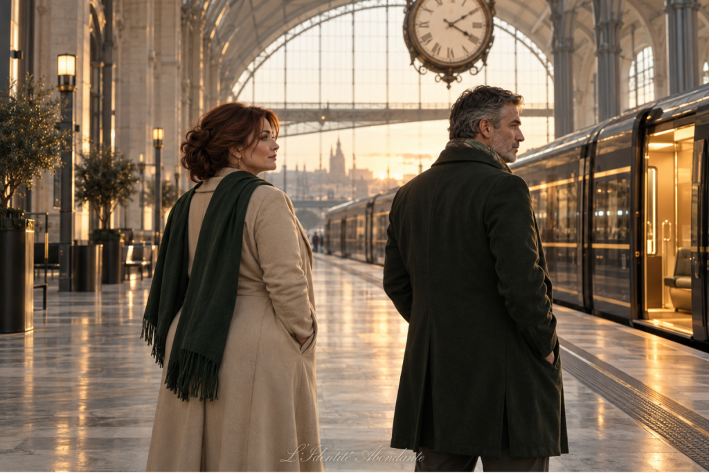 Homme et femme hésitant dans une gare, illustration de la difficulté à passer à l’action financièrement malgré une décision déjà identifiée.