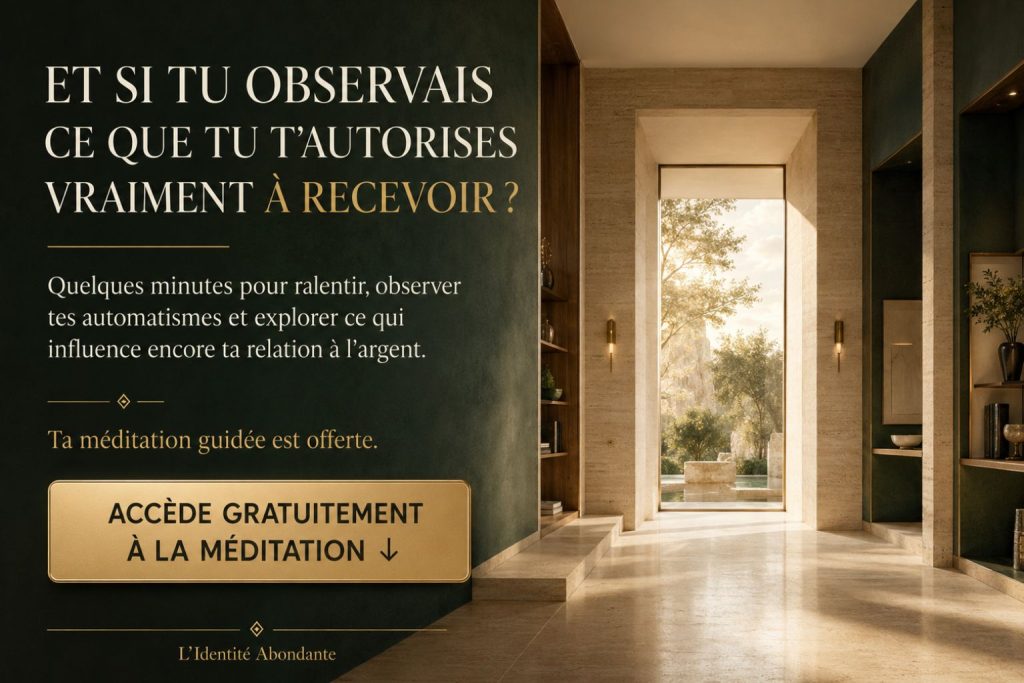 Invitation à une méditation guidée offerte pour observer les automatismes liés à la relation à l’argent.