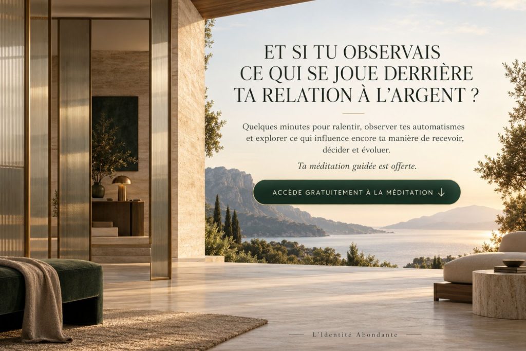 Méditation guidée offerte pour observer ses automatismes et sa relation à l’argent.
