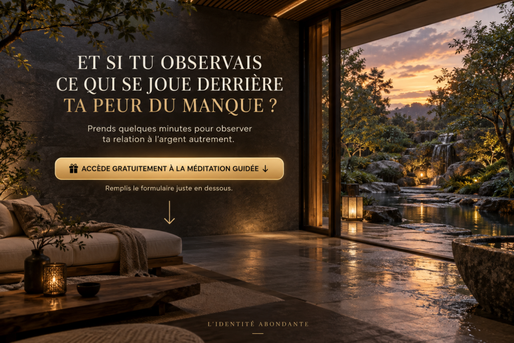 Méditation guidée gratuite pour observer sa peur du manque et sa relation à l’argent.