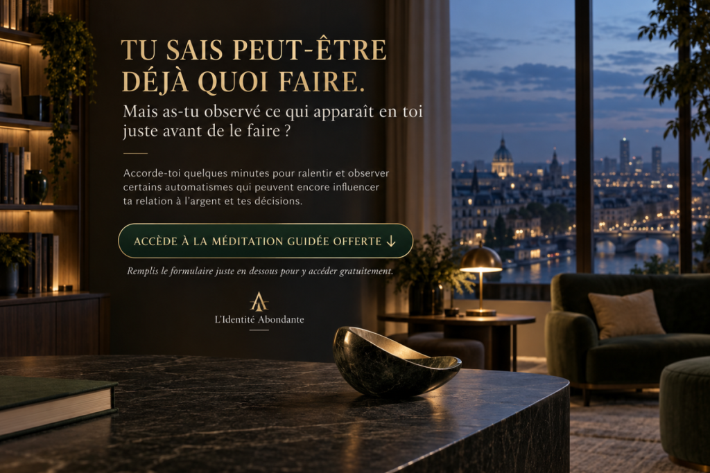 Méditation guidée offerte pour observer les automatismes liés à la procrastination financière et au passage à l’action.