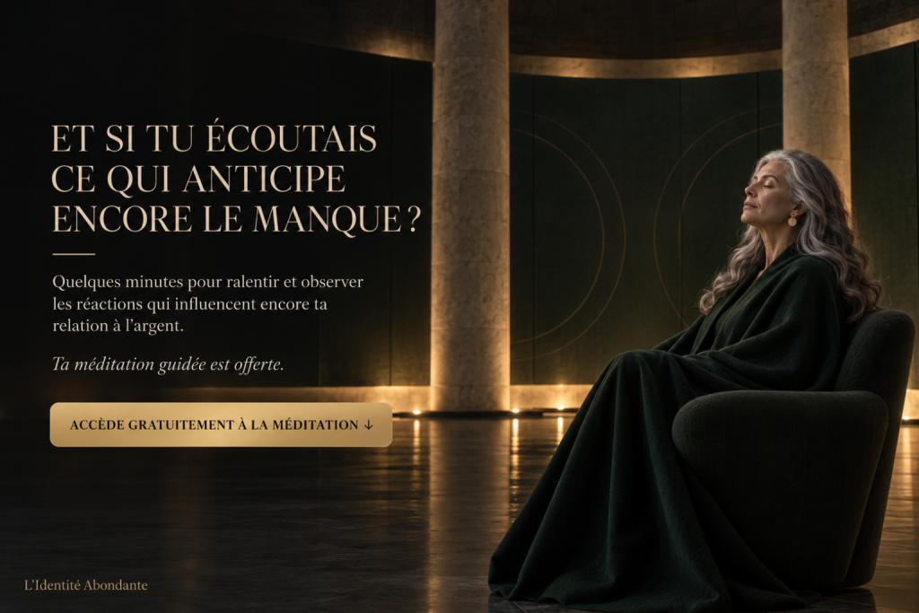 Méditation guidée offerte pour ralentir et observer les réactions liées à la peur du manque d’argent.