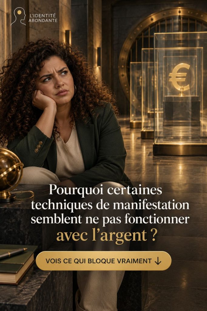Femme réfléchissant devant un symbole euro, illustrant pourquoi certaines techniques de manifestation semblent ne pas fonctionner avec l’argent.